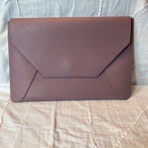 SENREVE Pebbled Mimosa Lilac Silver Leather Envelope Laptop Sleeve Bag